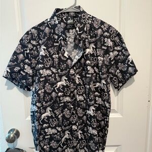 Gothic Black and White Patterned Men's Shirt size xl
